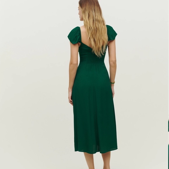 Baxley Reformation Dress from Reformation. Emerald green color. - Picture 3 of 6